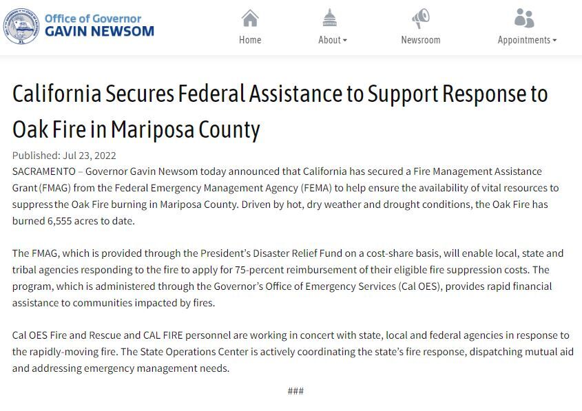 Gov. Newsom Oak Fire